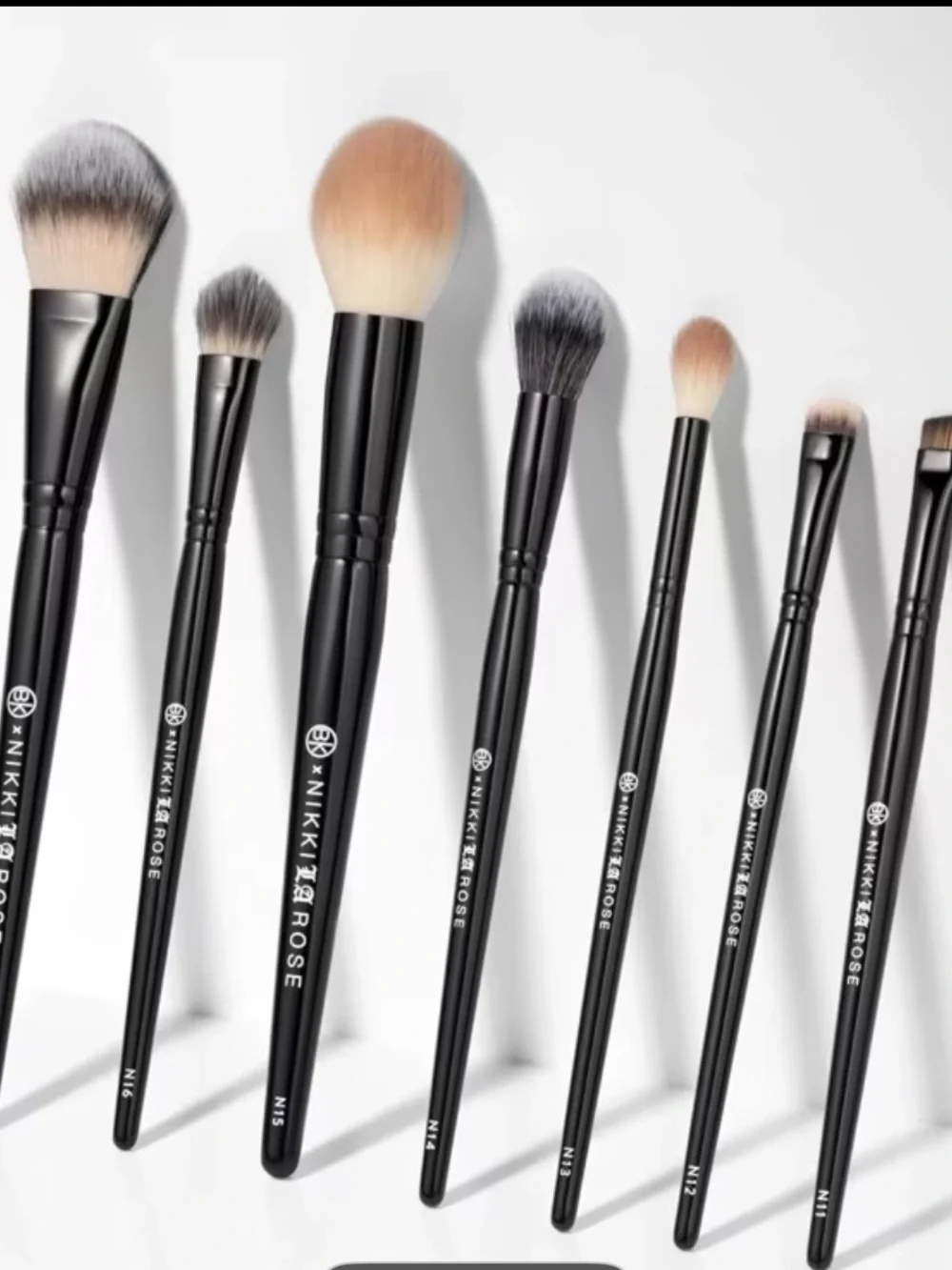 Nikki T. Rose Black Handle Makeup Brush Set – Assorted Bristle Colors